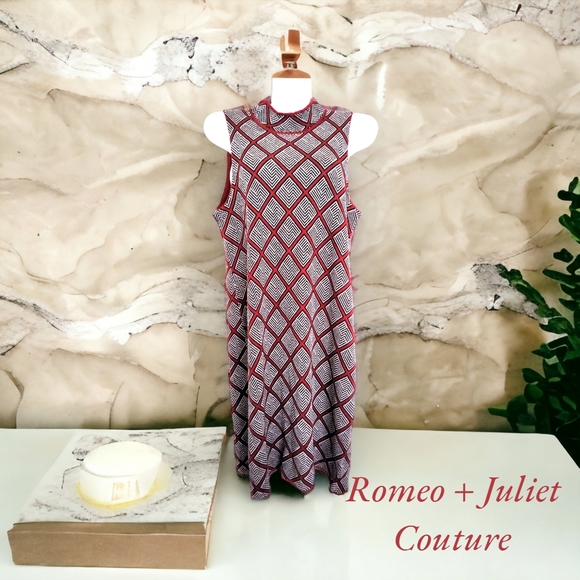 Romeo+Juliet Couture Burgundy Designer Mock Neck Sleeveless Midi Sweater Dress - Picture 10 of 13